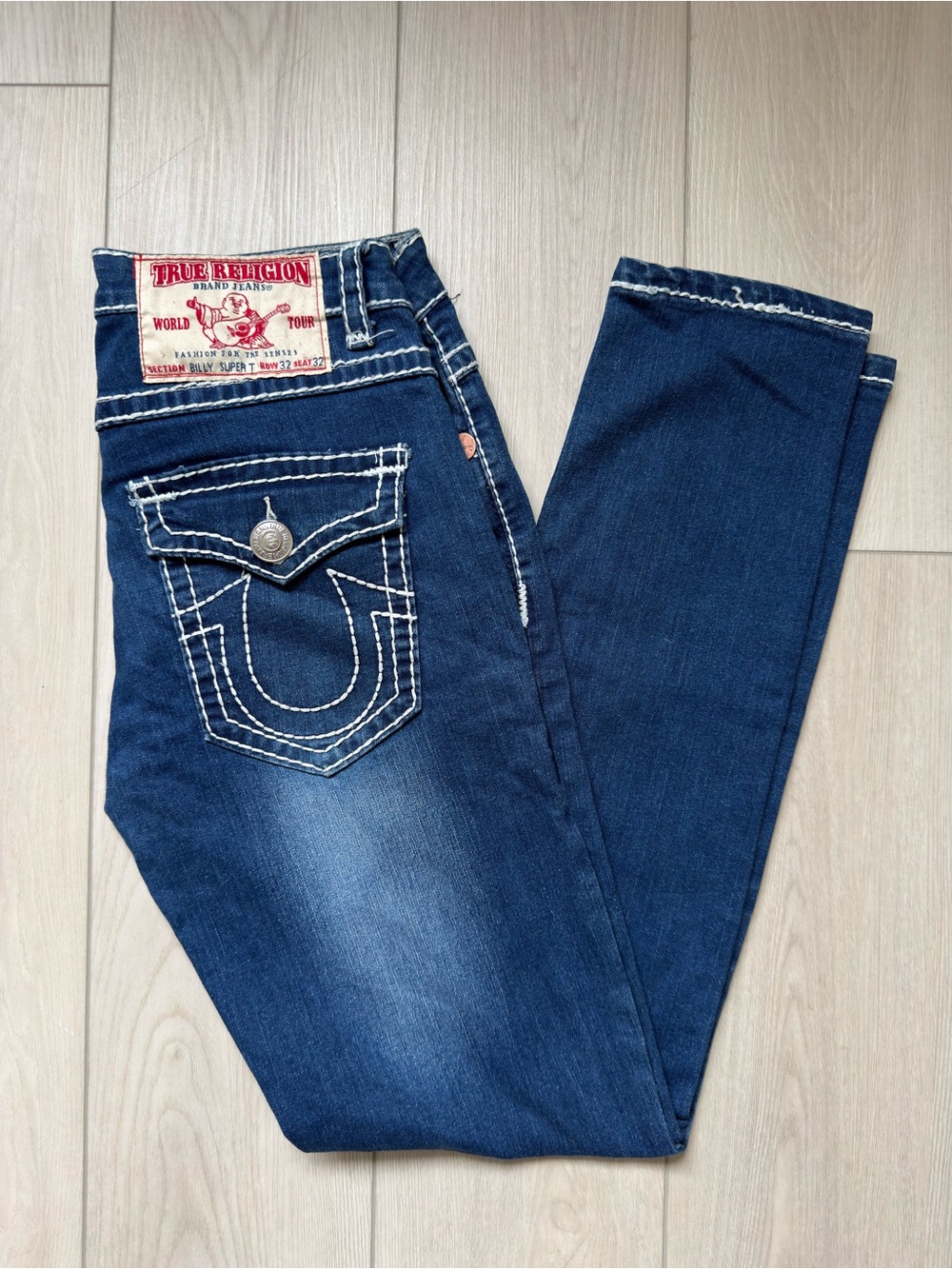 True Religion Billy Super T Jeans Size 32 Made in USA Dark Wash